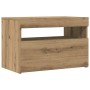 Mueble de TV luces LED madera roble artisan 60x35x40 cm
