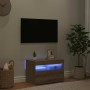 Mueble de TV luces LED madera roble artisan 60x35x40 cm
