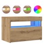 Muebles TV con luces LED 2 uds madera ingeniería roble artisan