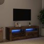 Mueble TV luces LED madera ingeniería envejecida 120x35x40 cm