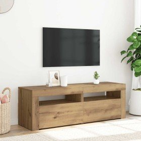 Mueble de TV luces LED madera roble artisan 120x35x40 cm en Muebles TV | Comprar online en Foro24