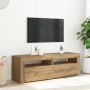 Mueble de TV luces LED madera roble artisan 120x35x40 cm