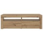 Mueble de TV luces LED madera roble artisan 120x35x40 cm