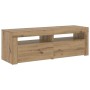 Mueble de TV luces LED madera roble artisan 120x35x40 cm