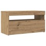 Mueble de TV luces LED madera roble artisan 75x35x40 cm