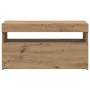 Mueble de TV luces LED madera roble artisan 75x35x40 cm