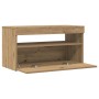 Mueble de TV luces LED madera roble artisan 75x35x40 cm