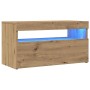 Muebles TV con luces LED 2 uds madera ingeniería roble artisan