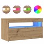Muebles TV con luces LED 2 uds madera ingeniería roble artisan