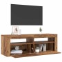 Mueble TV luces LED madera ingeniería envejecida 120x35x40 cm