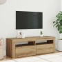 Mueble de TV luces LED madera roble artisan 120x35x40 cm