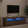 Mueble de TV luces LED madera roble artisan 120x35x40 cm
