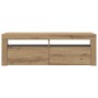 Mueble de TV luces LED madera roble artisan 120x35x40 cm
