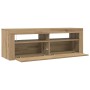 Mueble de TV luces LED madera roble artisan 120x35x40 cm