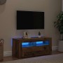 Mueble TV luces LED madera ingeniería envejecida 90x35x40 cm