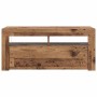 Mueble TV luces LED madera ingeniería envejecida 90x35x40 cm