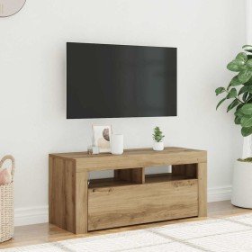 Mueble de TV luces LED madera roble artisan 90x35x40 cm en Muebles TV | Comprar online en Foro24