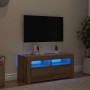 Mueble de TV luces LED madera roble artisan 90x35x40 cm