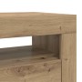 Mueble de TV luces LED madera roble artisan 90x35x40 cm