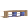 Mueble de TV luces LED madera roble artisan 135x39x30 cm en Muebles TV | Comprar online en Foro24