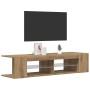 Mueble de TV luces LED madera roble artisan 135x39x30 cm en Muebles TV | Comprar online en Foro24