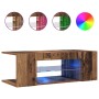Mueble TV luces LED madera ingeniería envejecida 90x39x30 cm