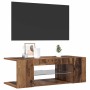 Mueble TV luces LED madera ingeniería envejecida 90x39x30 cm