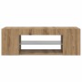 Mueble de TV luces LED madera roble artisan 90x39x30 cm