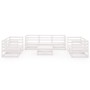 Set de salón de jardín de 8 piezas blanco madera maciza de pino