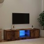 Mueble TV luces LED madera ingeniería envejecida 140x40x36 cm