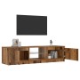 Mueble TV luces LED madera ingeniería envejecida 140x40x36 cm