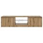 Mueble de TV luces LED madera roble artisan 140x40x36 cm