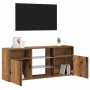 Mueble TV luces LED madera ingeniería envejecida 120x30x50 cm