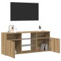 Mueble TV luces LED madera ingeniería roble artisan 120x30x50cm