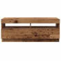 Mueble TV luces LED madera ingeniería envejecida 100x35x40 cm