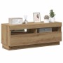Mueble TV luces LED madera ingeniería roble artisan 100x35x40cm