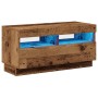 Mueble TV luces LED madera ingeniería envejecida 80x35x40 cm