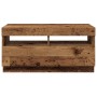 Mueble TV luces LED madera ingeniería envejecida 80x35x40 cm