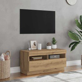 Mueble TV luces LED madera ingeniería roble artisan 80x35x40 cm en Muebles TV | Comprar online en Foro24