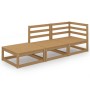 Muebles de jardín 3 piezas marrón miel madera maciza de pino