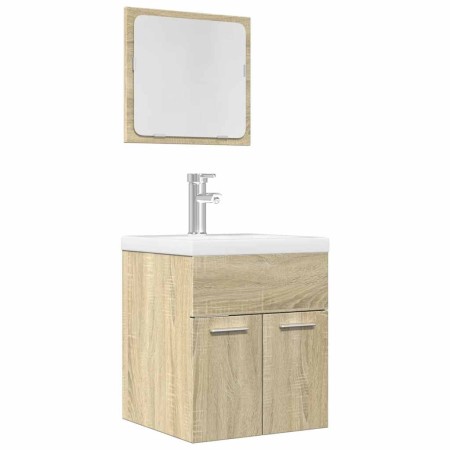 Set de muebles de baño 2 pzas madera contrachapada roble Sonoma en Muebles de baño | Comprar online en Foro24