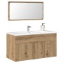 Mueble de baño con espejo de madera ingeniería roble artesanal en Muebles de baño | Comprar online en Foro24