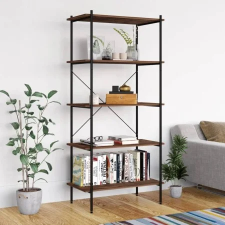 5-level black and dark wood shelf 80x40x163 cm by vidaXL, Bookcases and shelves - Ref: Foro24-336349, Price: 112,65 €, Discou...