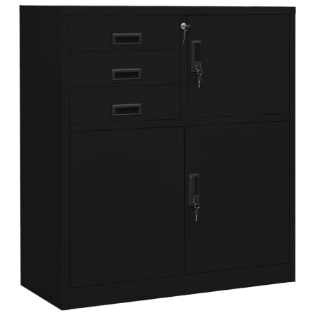 Büroschrank aus schwarzem Stahl, 90 x 40 x 102 cm von vidaXL, Schließfächer und Lagerschränke - Ref: Foro24-336407, Preis: 17...