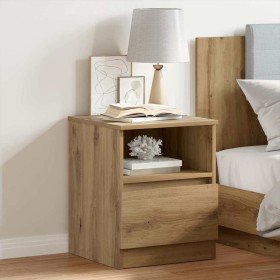 Mesita de noche madera de ingeniería roble artisan 40x40x50 cm