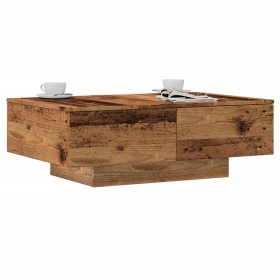 Mesa de centro madera ingeniería madera envejecida 90x60x31 cm