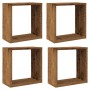 Estantes cubo de pared 4 uds madera envejecida 30x15x30 cm