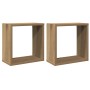 Estantes cubo de pared 2 uds madera roble artisan 30x15x30 cm