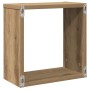 Estantes cubo de pared 2 uds madera roble artisan 30x15x30 cm