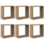 Estantes cubo de pared 6 uds madera roble artisan 30x15x30 cm